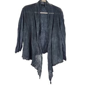 Eileen Fisher Gray Open Cardigan Shimmery Women's Size XL Linen Blend *FLAWED